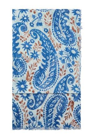 sjaal met paisley print blauw