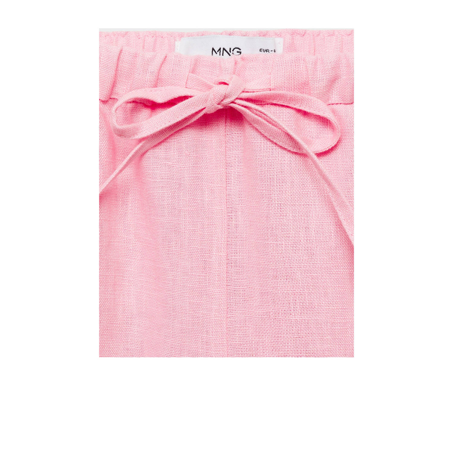 Mango linnen wide leg regular waist broek roze