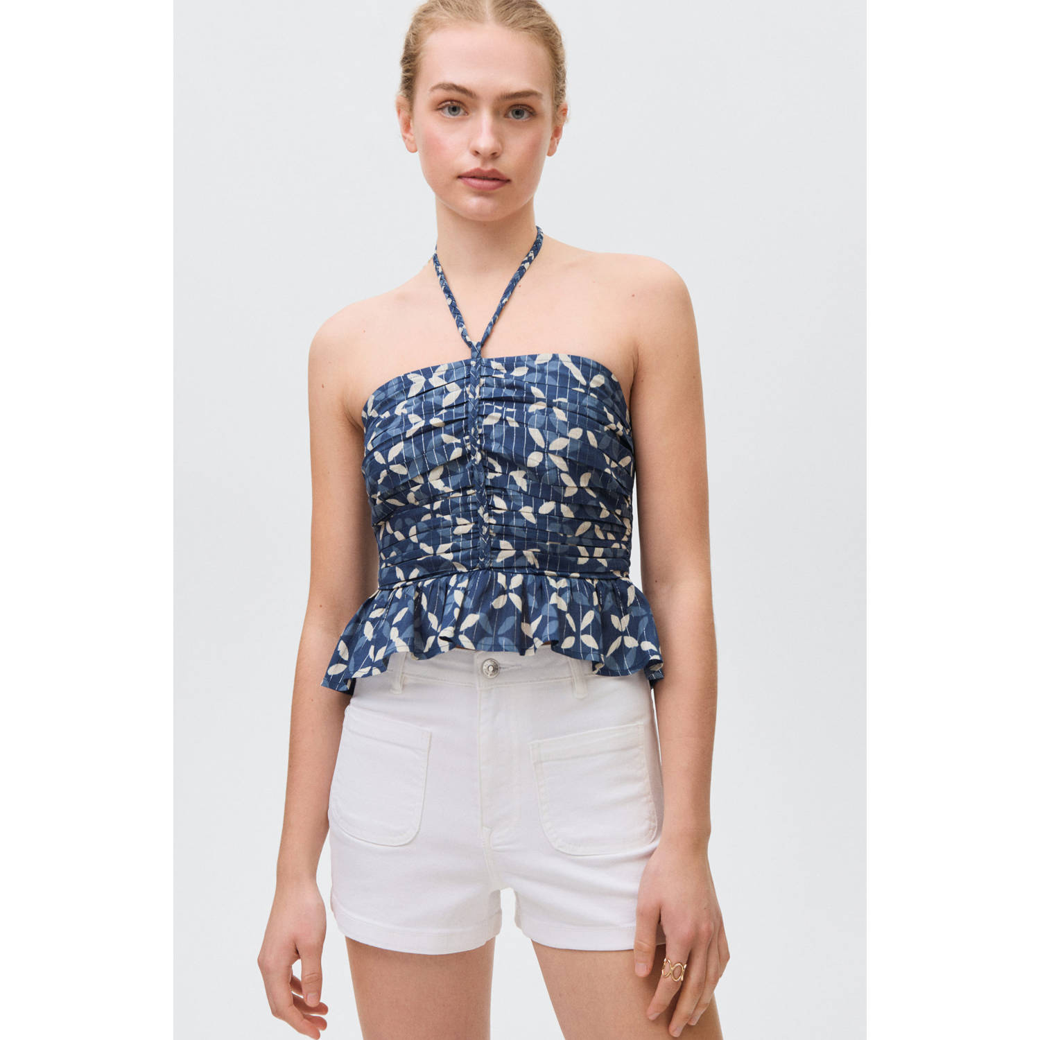 MANGO TEEN cropped top donkerblauw met glitter