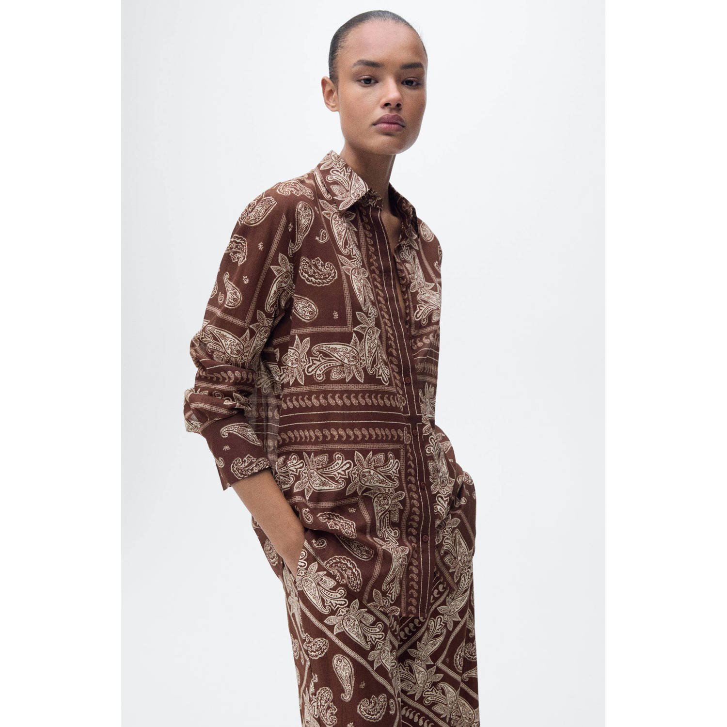 Mango blouse bruin