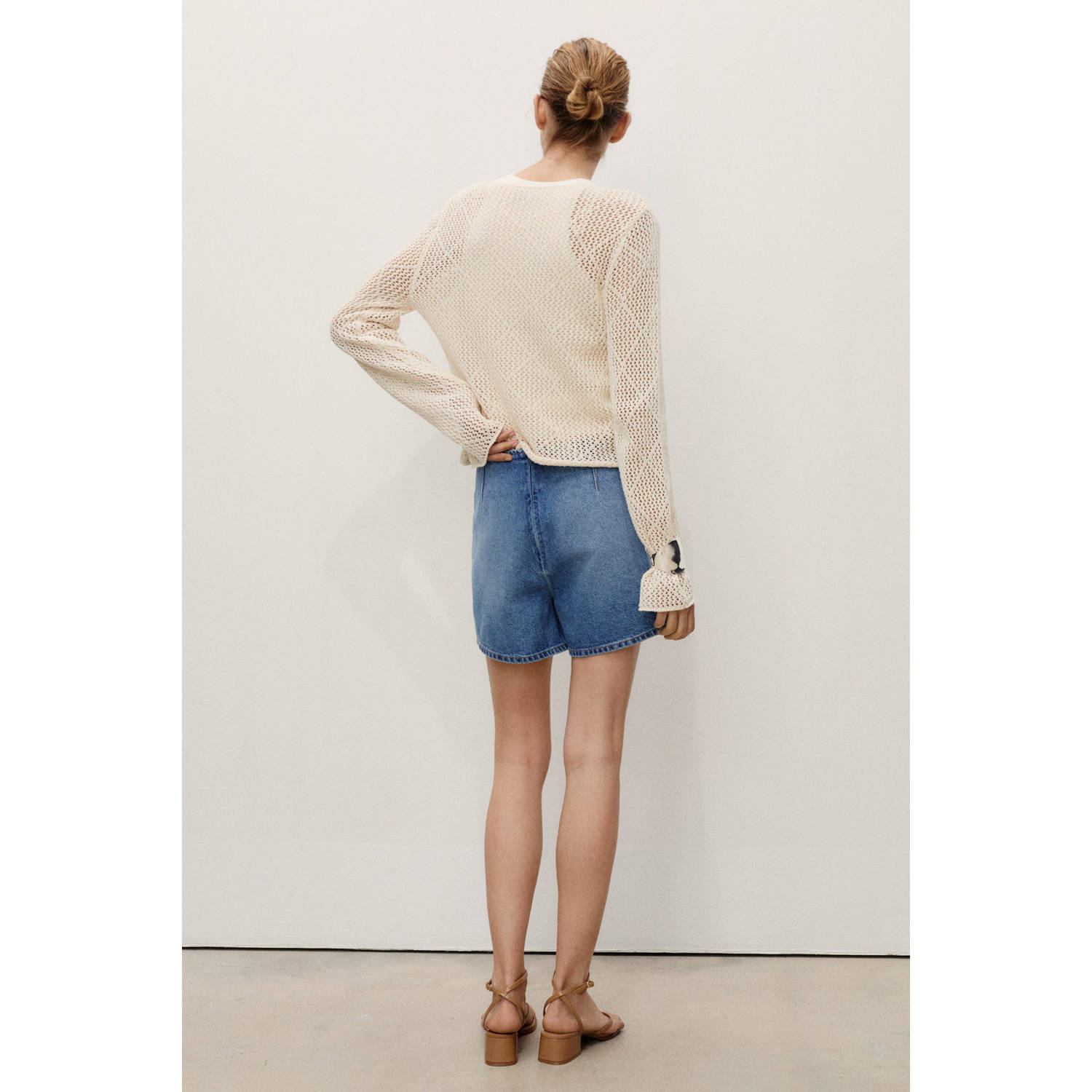 Mango denim regular waist denim short medium blue denim