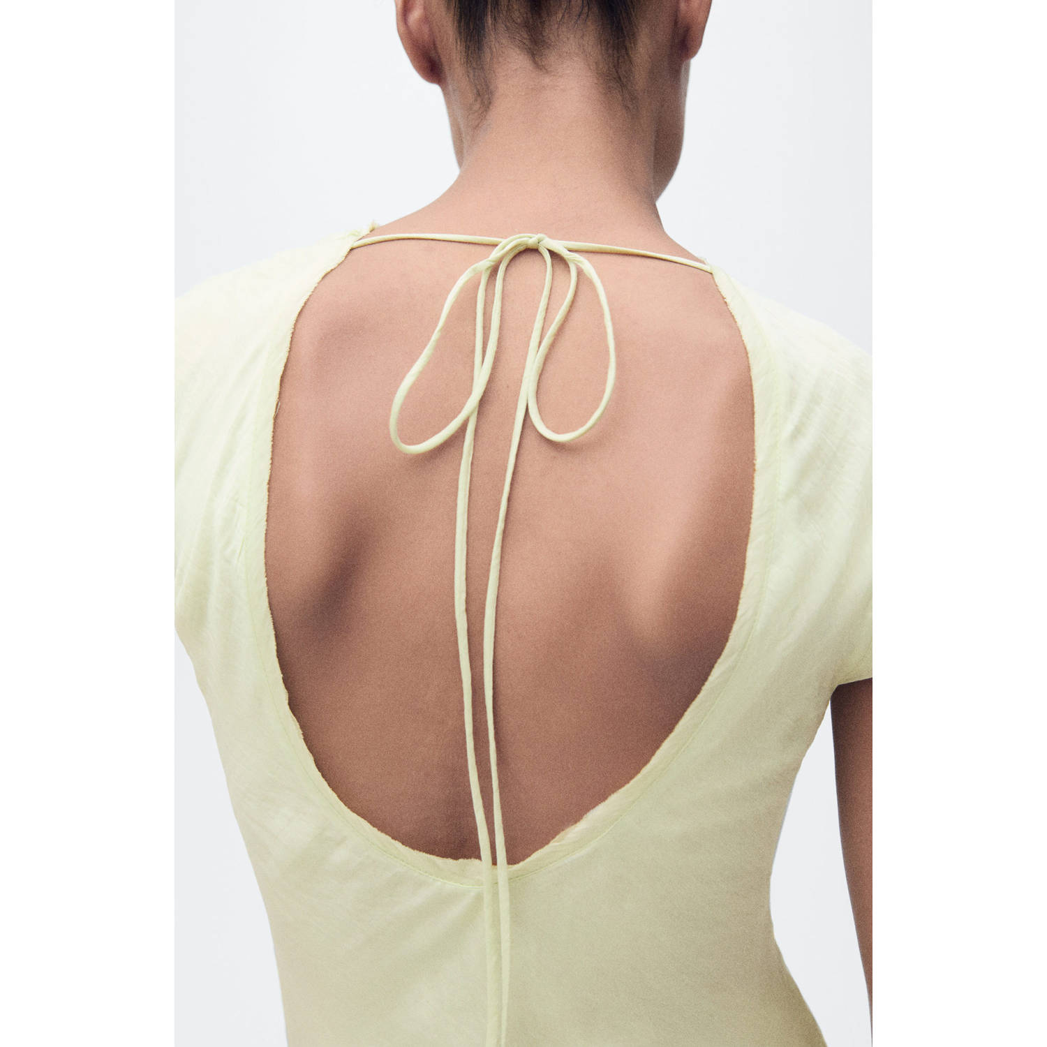 Mango midi jurk lichtgeel