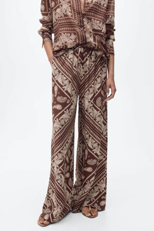 wide leg regular waist broek bruin