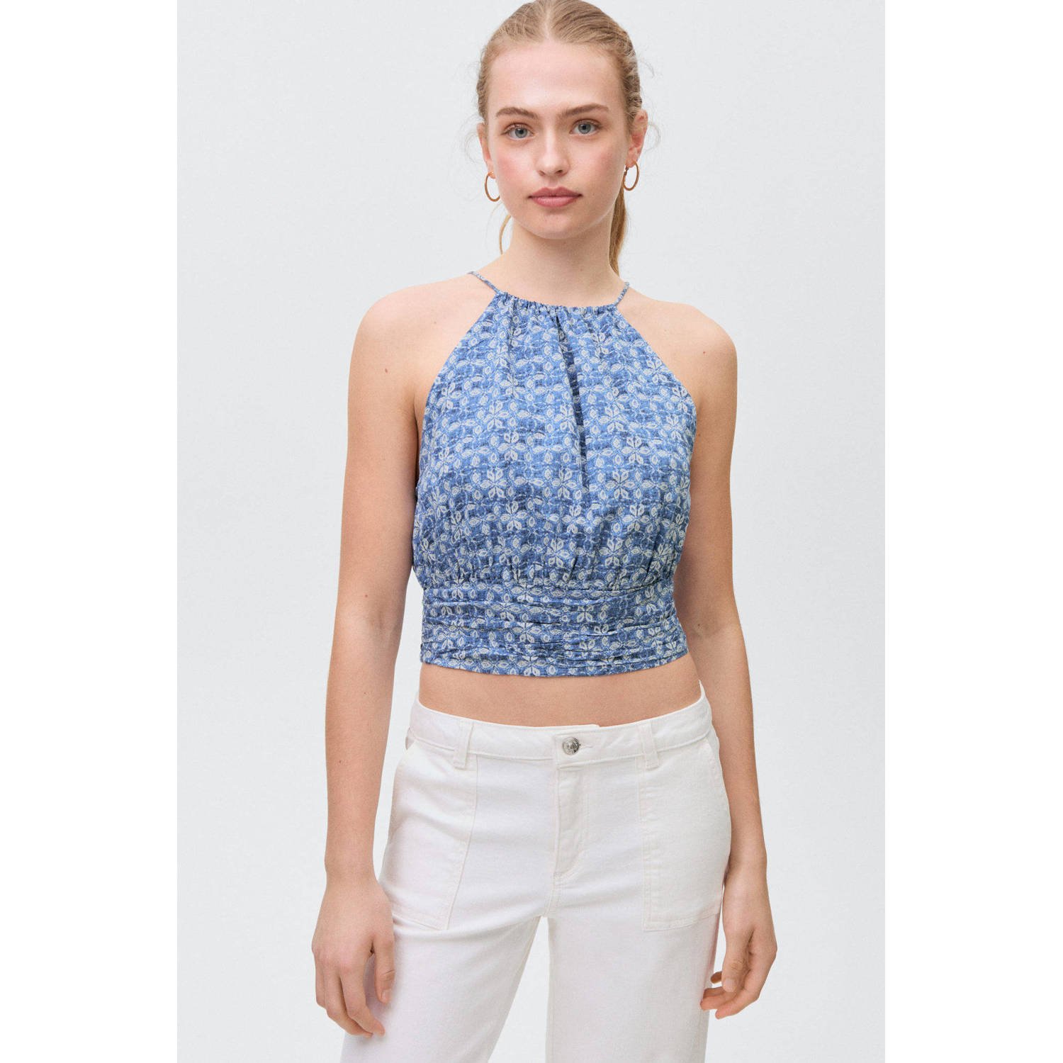 MANGO TEEN haltertop blauw