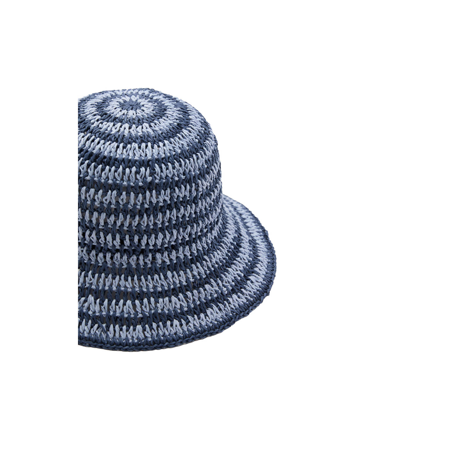 Mango gestreepte bucket hat blauw
