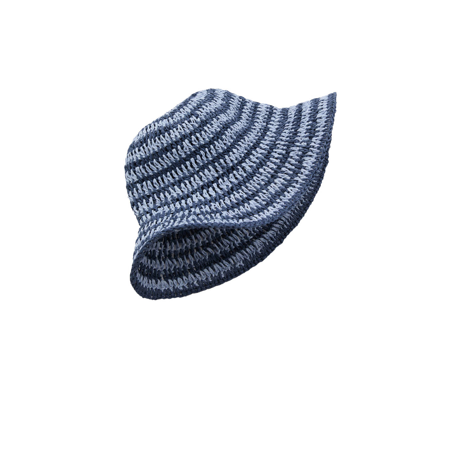 Mango gestreepte bucket hat blauw