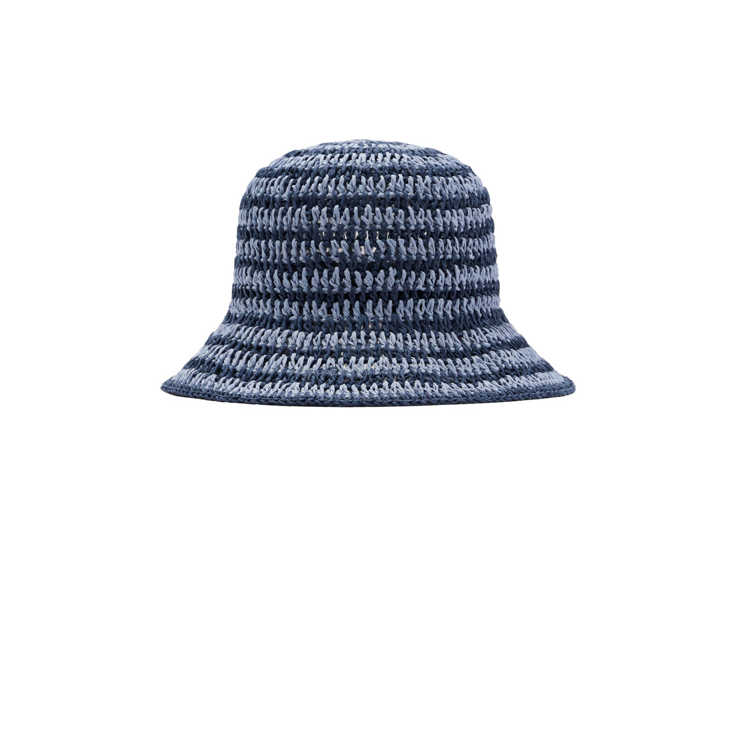 Mango gestreepte bucket hat blauw