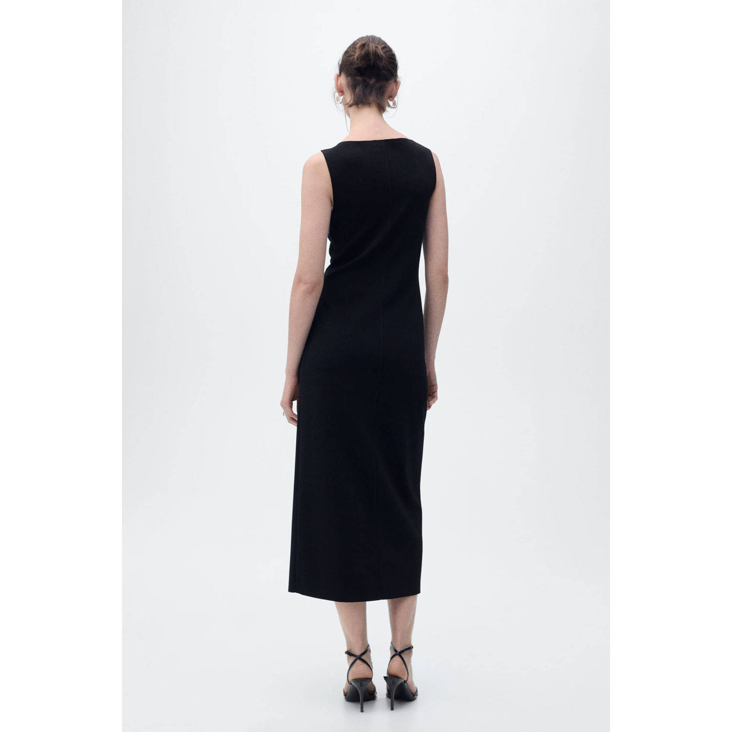 Mango midi jurk fijn gebreid zwart