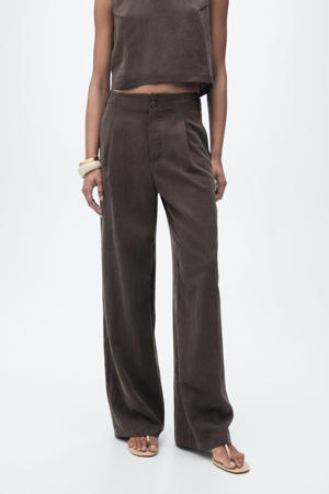 rechtvallend regular waist pantalon bruin