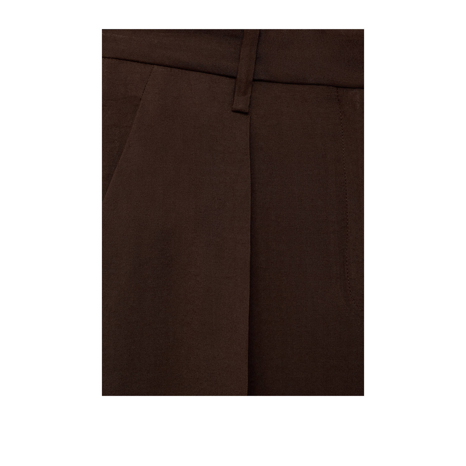 Mango wide leg regular waist pantalon donkerbruin
