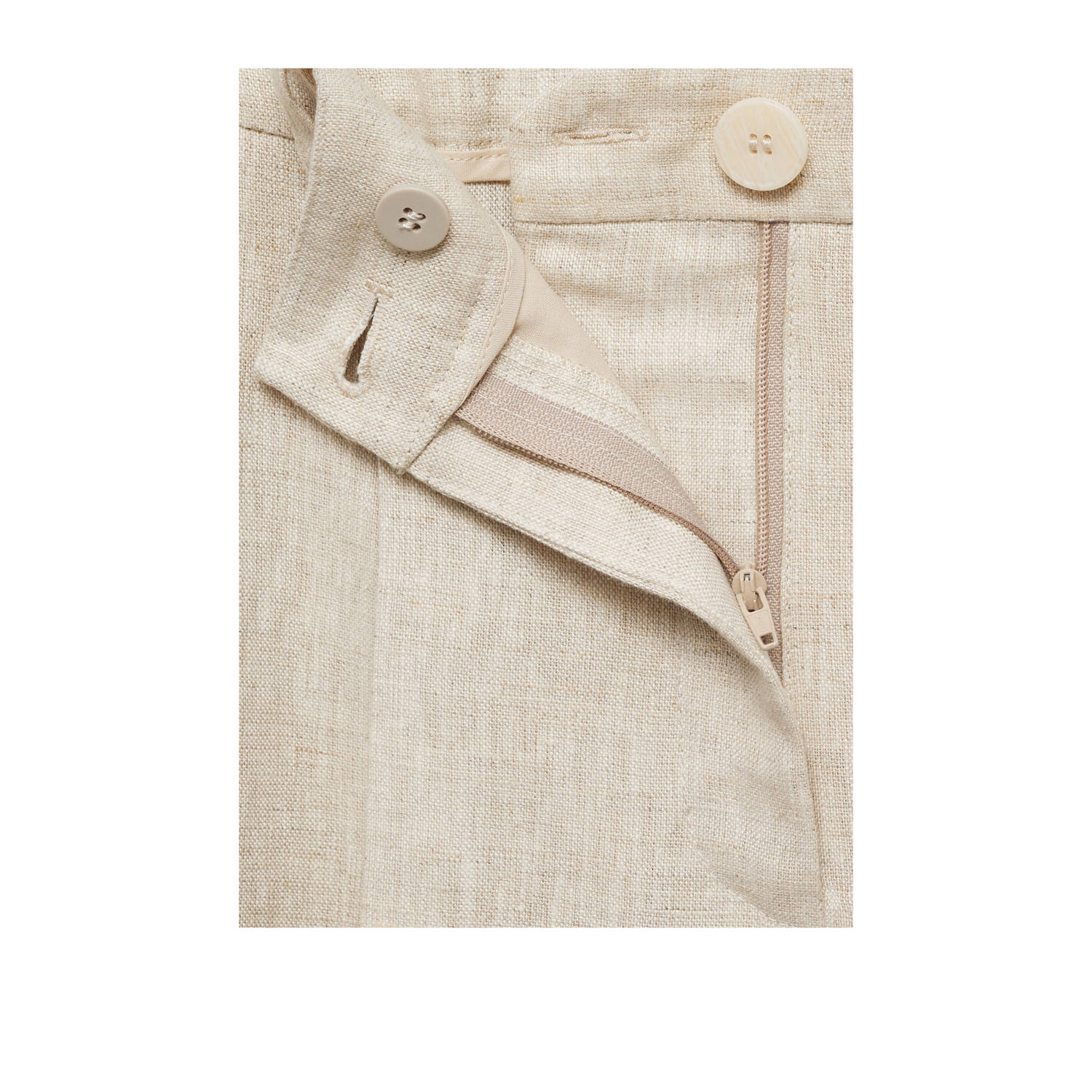 Mango linnen straight regular waist pantalon beige