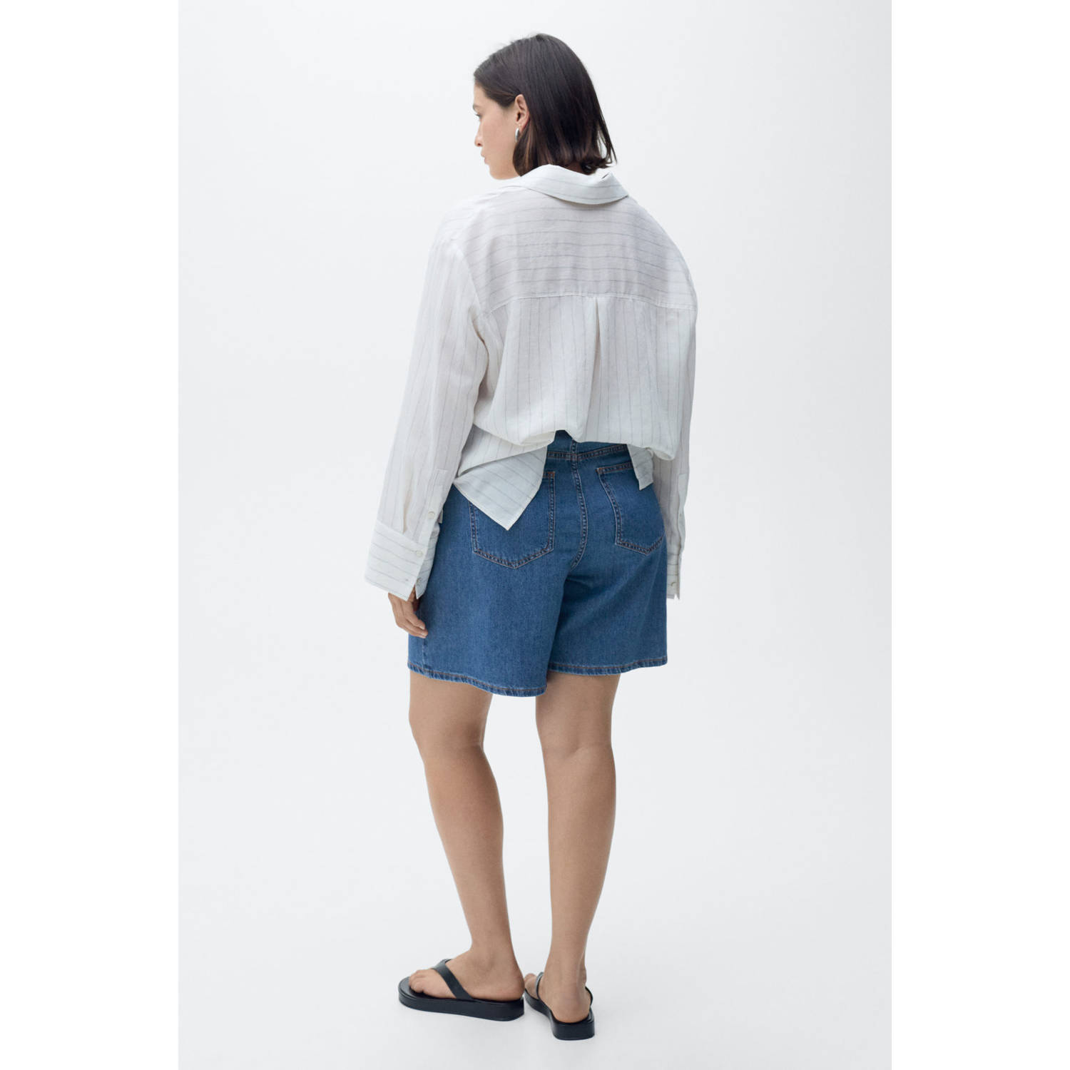 Mango denim wide leg low waist short medium blue denim