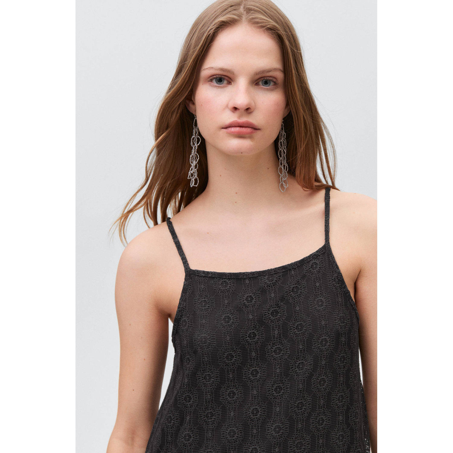 MANGO TEEN maxi jurk met open breisel antraciet