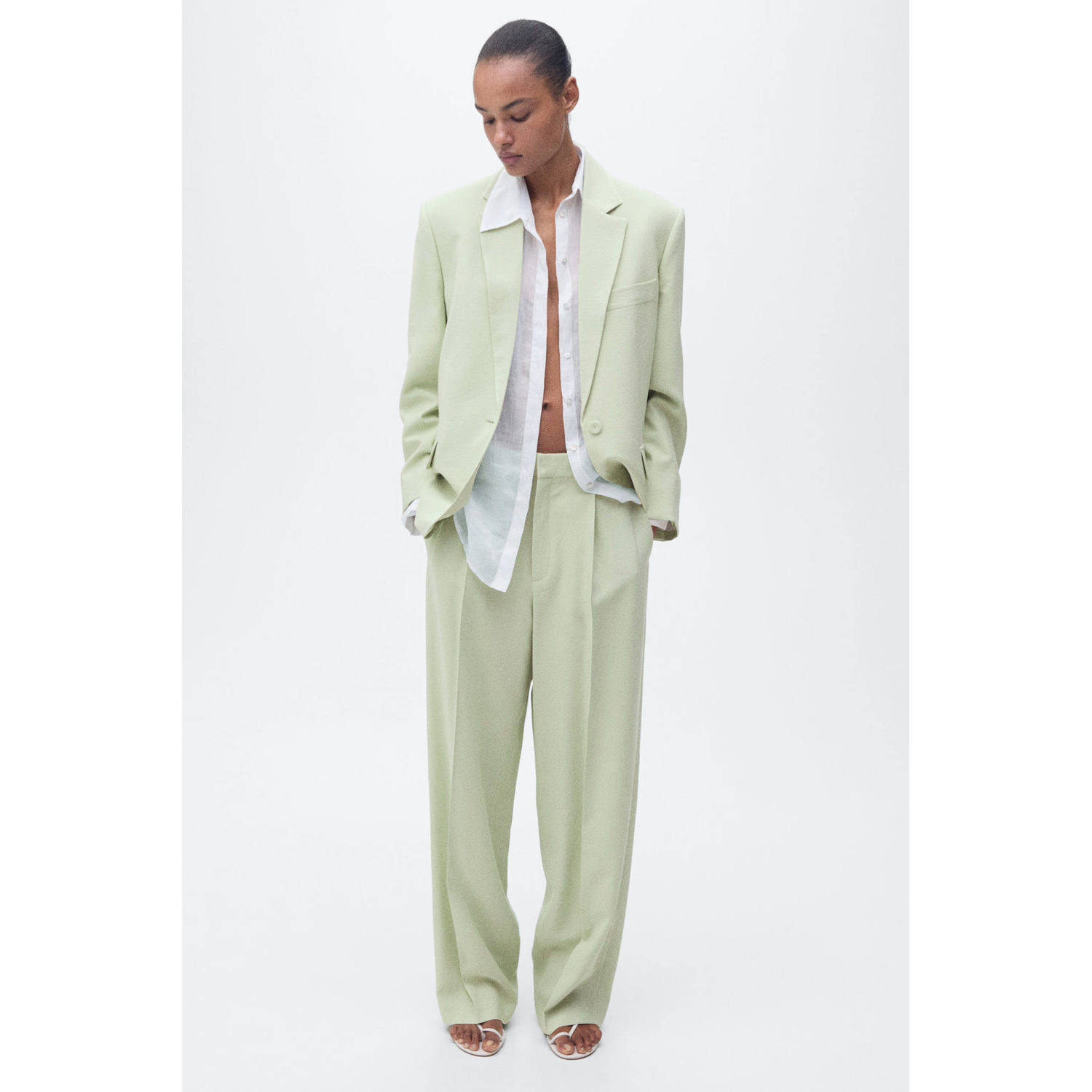 Mango regular blazer lichtgroen