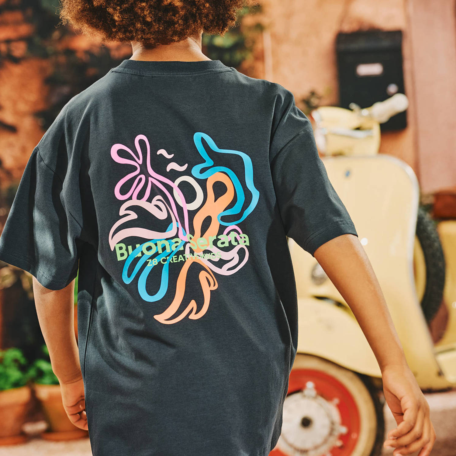 Z8 kids T-shirt Emanuel met backprint antraciet