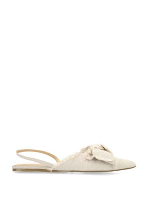 denim slingback loafers ecru