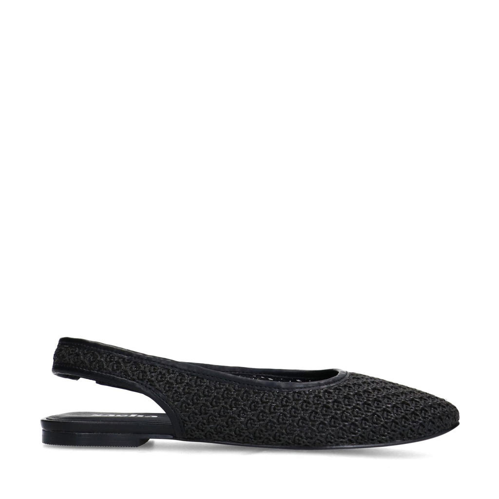 Zwarte dames Sacha slingback loafers van synthetisch materiaal met effen