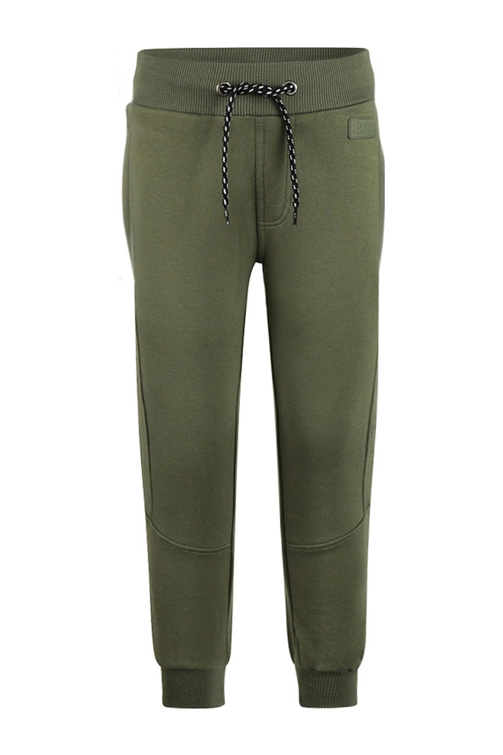 Groene jongens Koko Noko regular casual broek van stretchkatoen met elastische tailleband met koord en effen