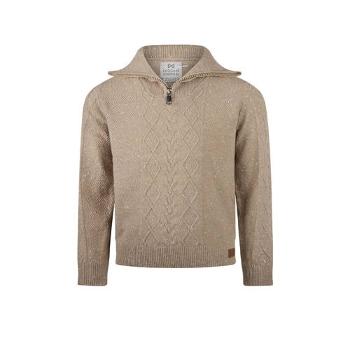 Koko Noko sweater taupe met kabels afbeelding