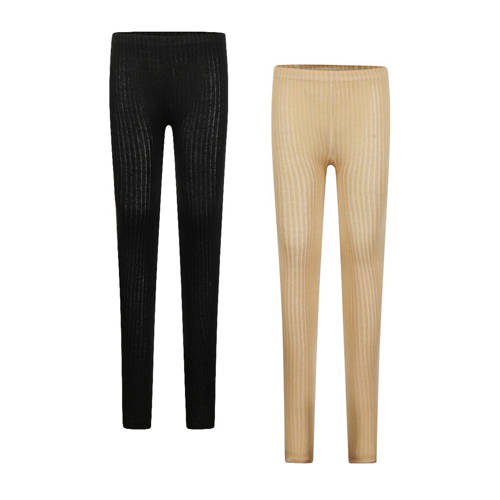 Koko Noko Legging ribgebreid - set van 2 beige/zwart afbeelding