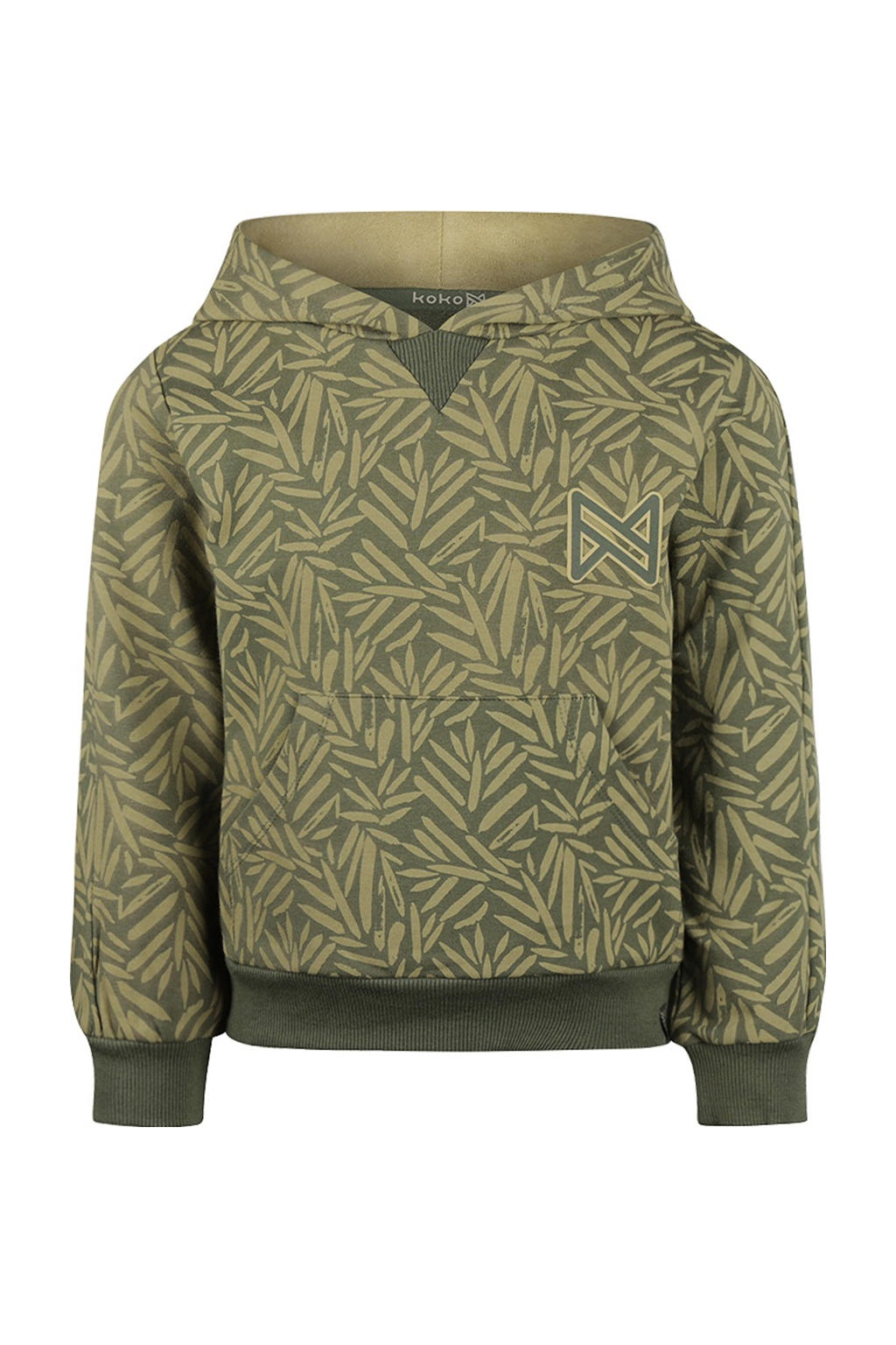 Groene jongens Koko Noko hoodie van stretchkatoen met lange mouwen en capuchon