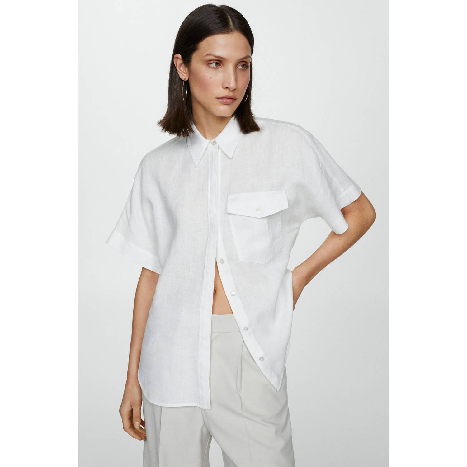 Mango linnen blouse wit