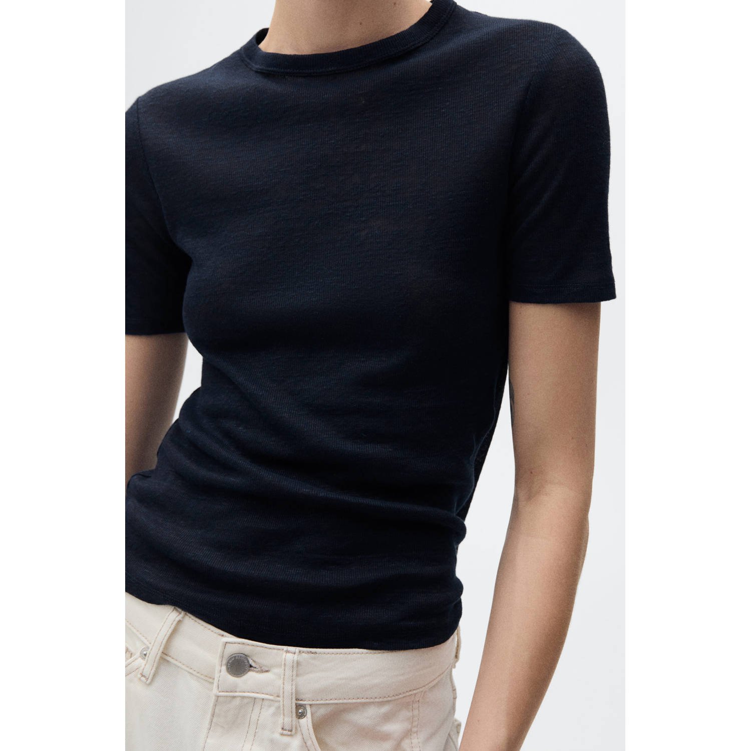 Mango T-shirt donkerblauw