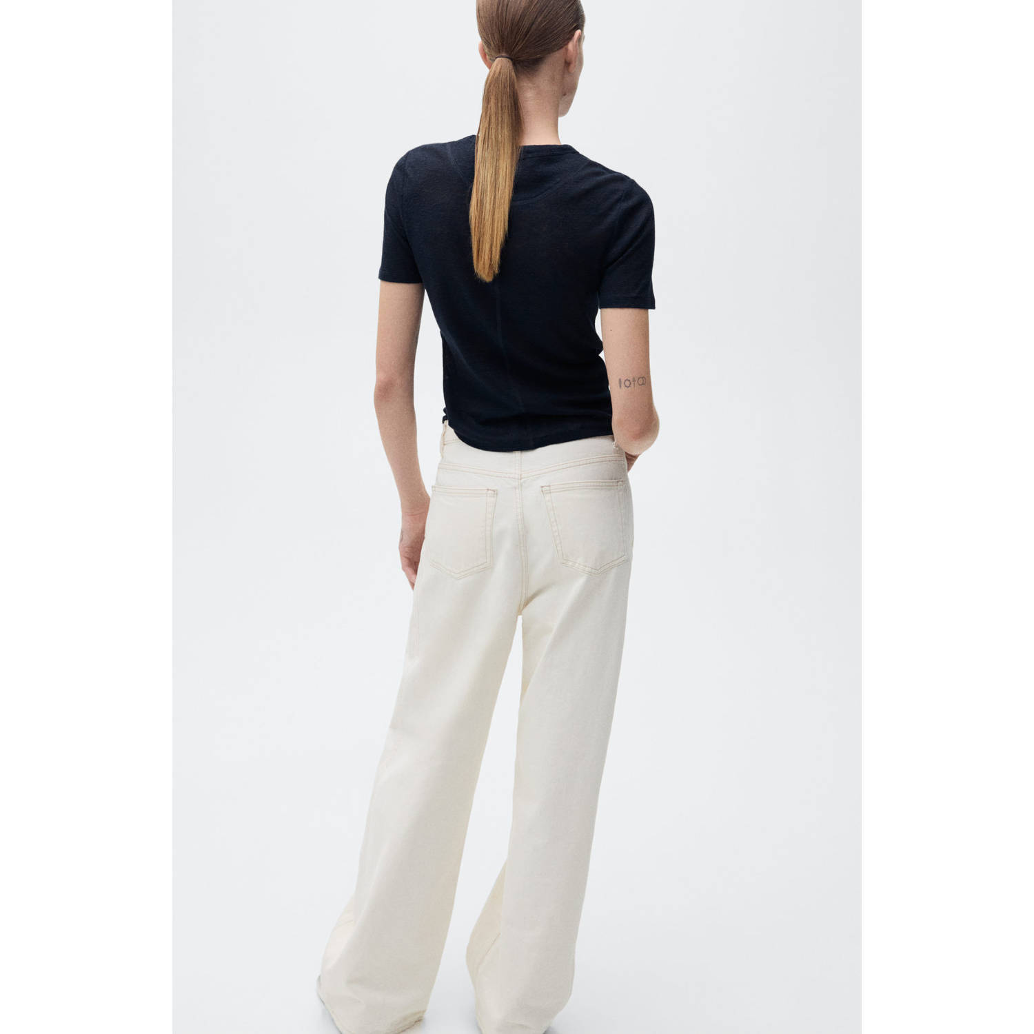 Mango T-shirt donkerblauw