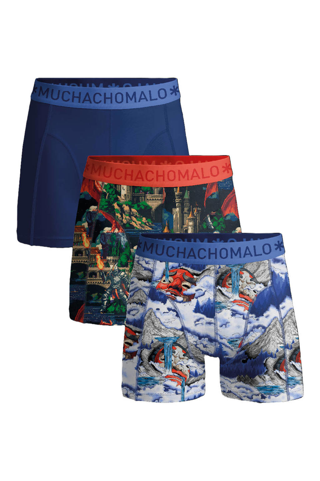 Muchachomalo boxershort - blauw/rood (set van 3)