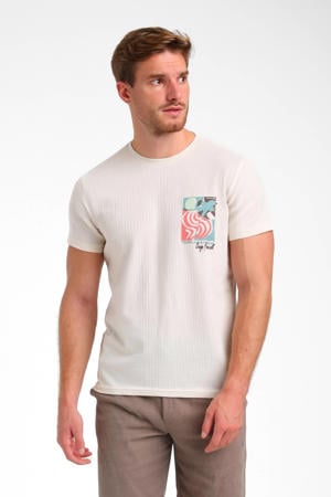 T-shirt met ingebreid patroon ecru
