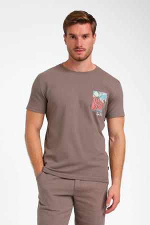 T-shirt met ingebreid patroon bruin