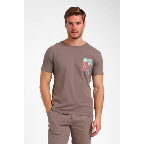 GABBIANO T-shirt met ingebreid patroon bruin afbeelding