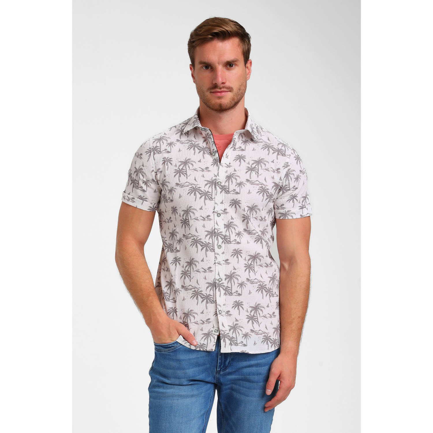 GABBIANO casual overhemd met textuur ecru