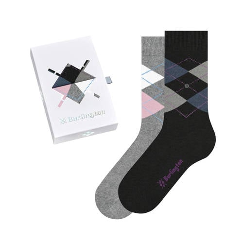 Burlington giftbox sokken Argyle - set van 2 zwart afbeelding