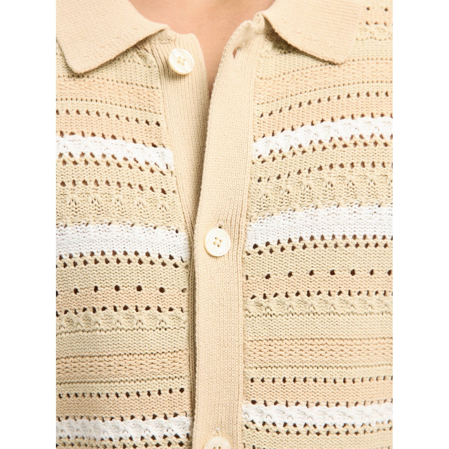 SELECTED HOMME regular fit gehaakt overhemd SLHPALO beige