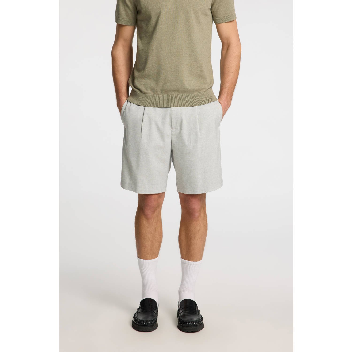SELECTED HOMME regular chino short SLHREGULAR-LEROY lichtgrijs