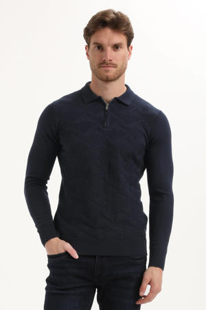 trui met ingebreid patroon donkerblauw