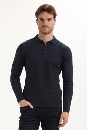 trui met ingebreid patroon donkerblauw
