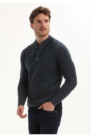 trui met ingebreid patroon donkerblauw