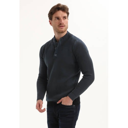 GABBIANO trui met ingebreid patroon donkerblauw afbeelding