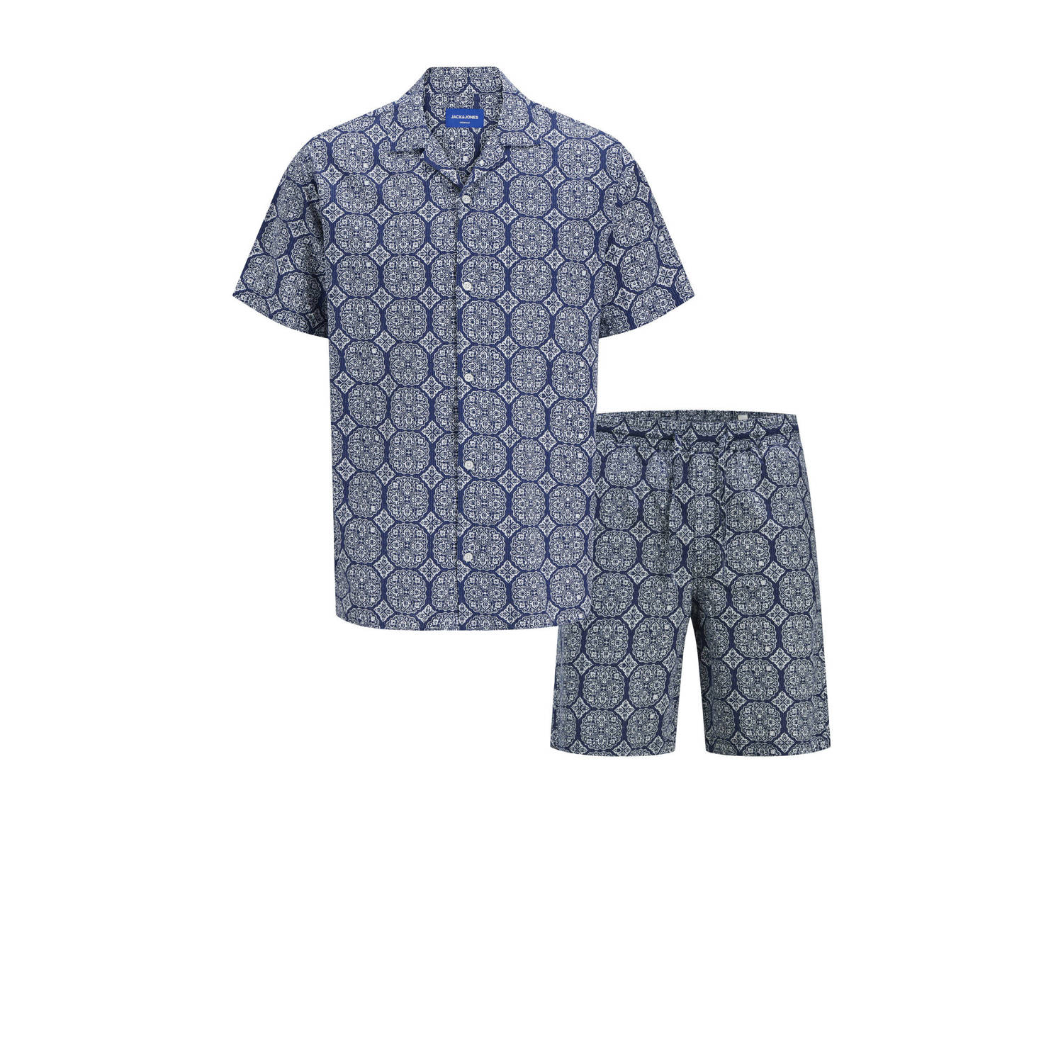 JACK & JONES ORIGINALS relaxed fit multipack JORSEERSUCKER donkerblauw (set van 2)
