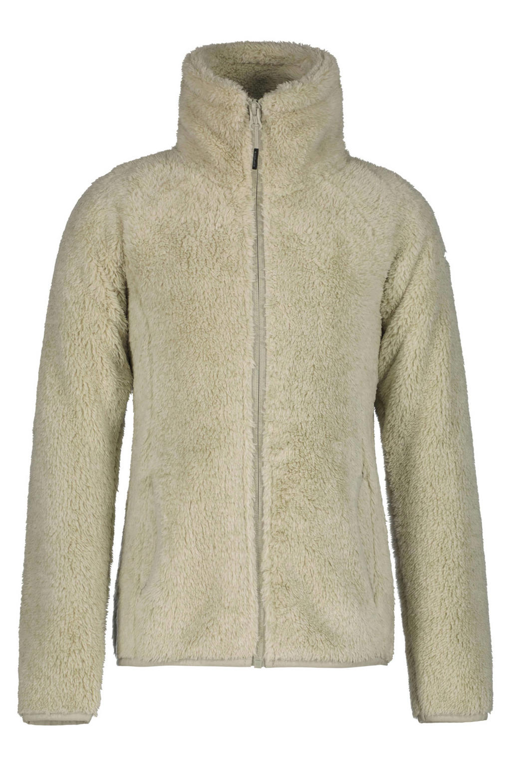 Groene jongens en meisjes Icepeak teddy fleece vest Loma met effen, lange mouwen, opstaande kraag en ritssluiting