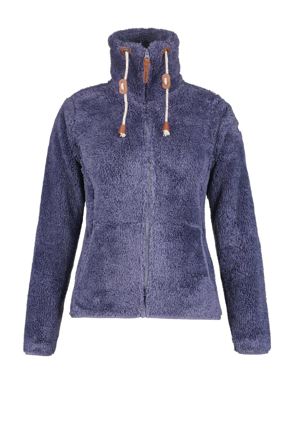 Lavendelkleurige dames Icepeak teddy fleecevest Colony met melée print, lange mouwen, opstaande kraag en ritssluiting