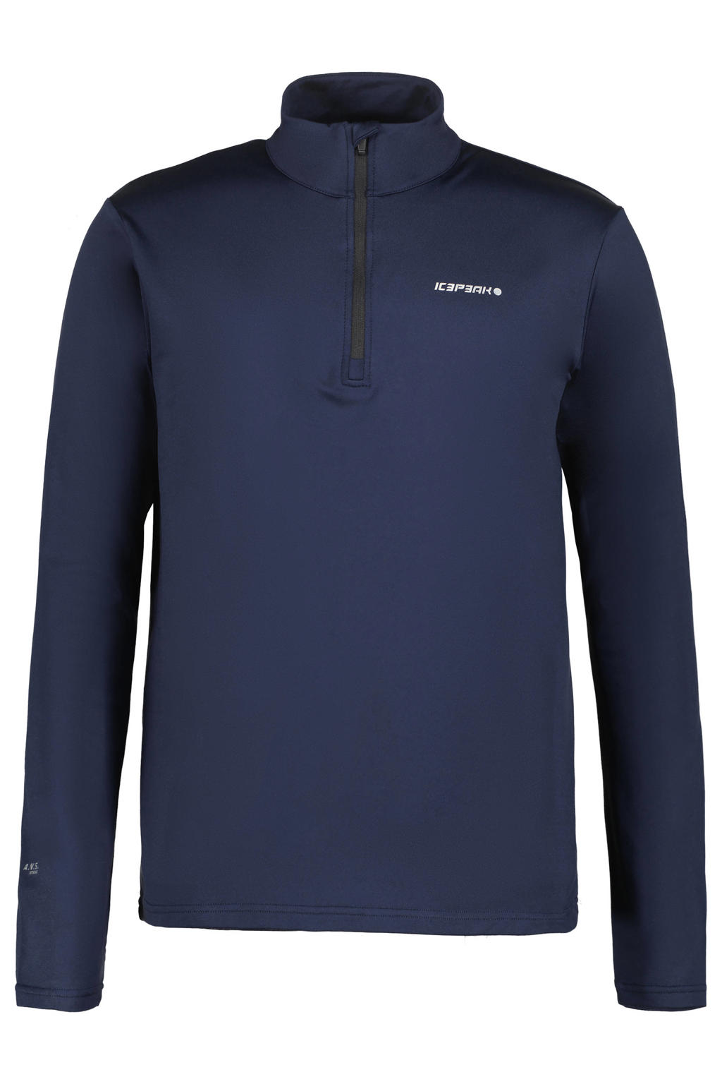 Donkerblauwe heren Icepeak skipully Felsberg van polyester met effen, lange mouwen, opstaande kraag en halve rits
