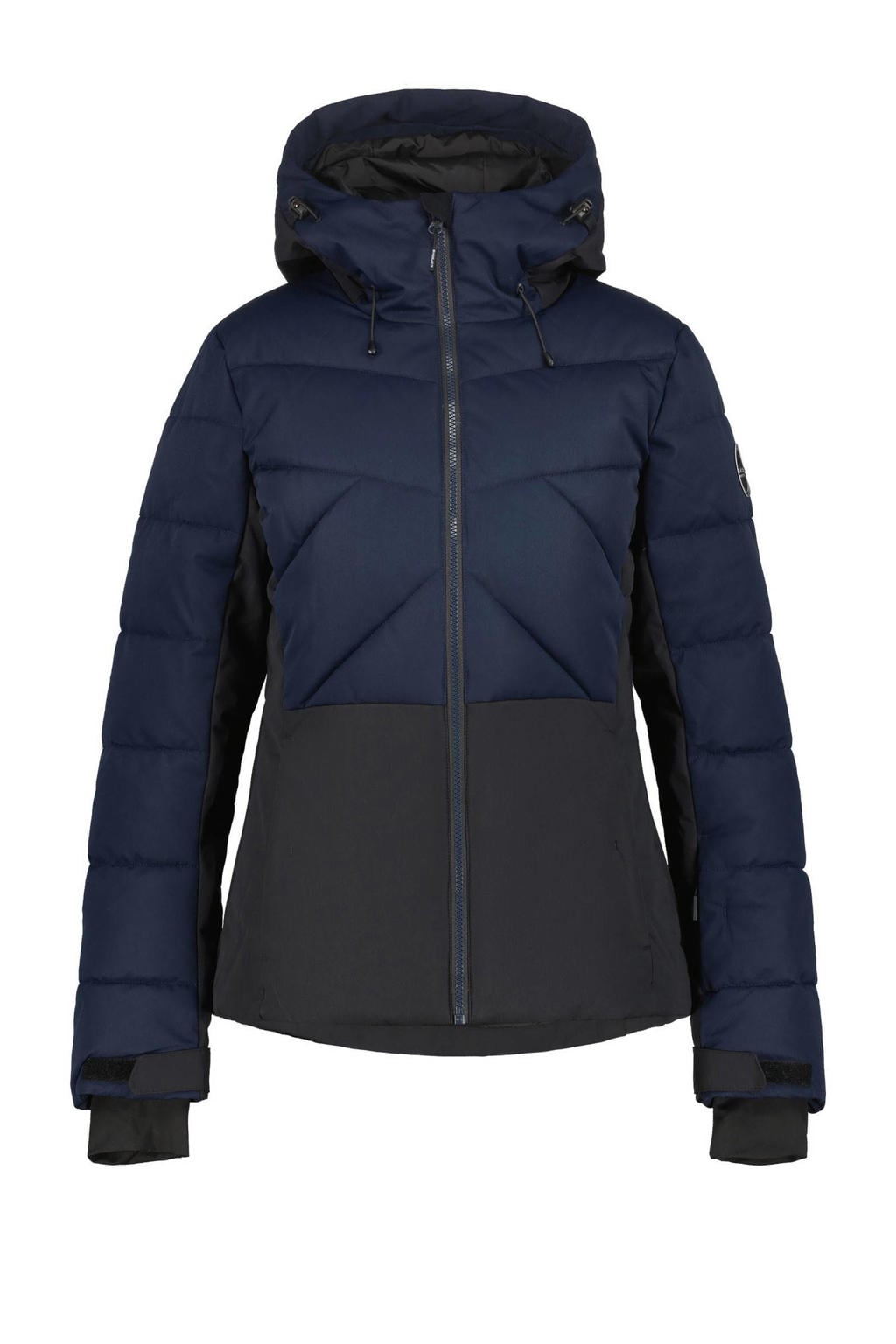 Donkerblauwe dames Icepeak ski-jas Persia van polyester met capuchon en ritssluiting
