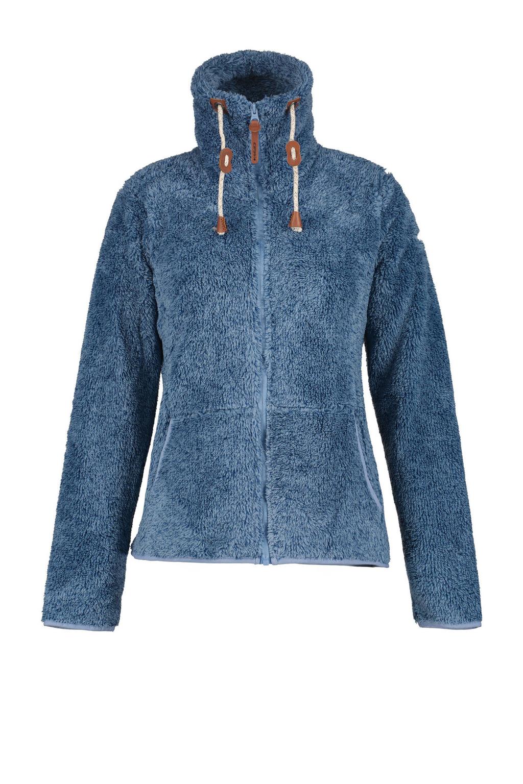 Blauwe dames Icepeak teddy fleecevest Colony met melée print, lange mouwen, opstaande kraag en ritssluiting