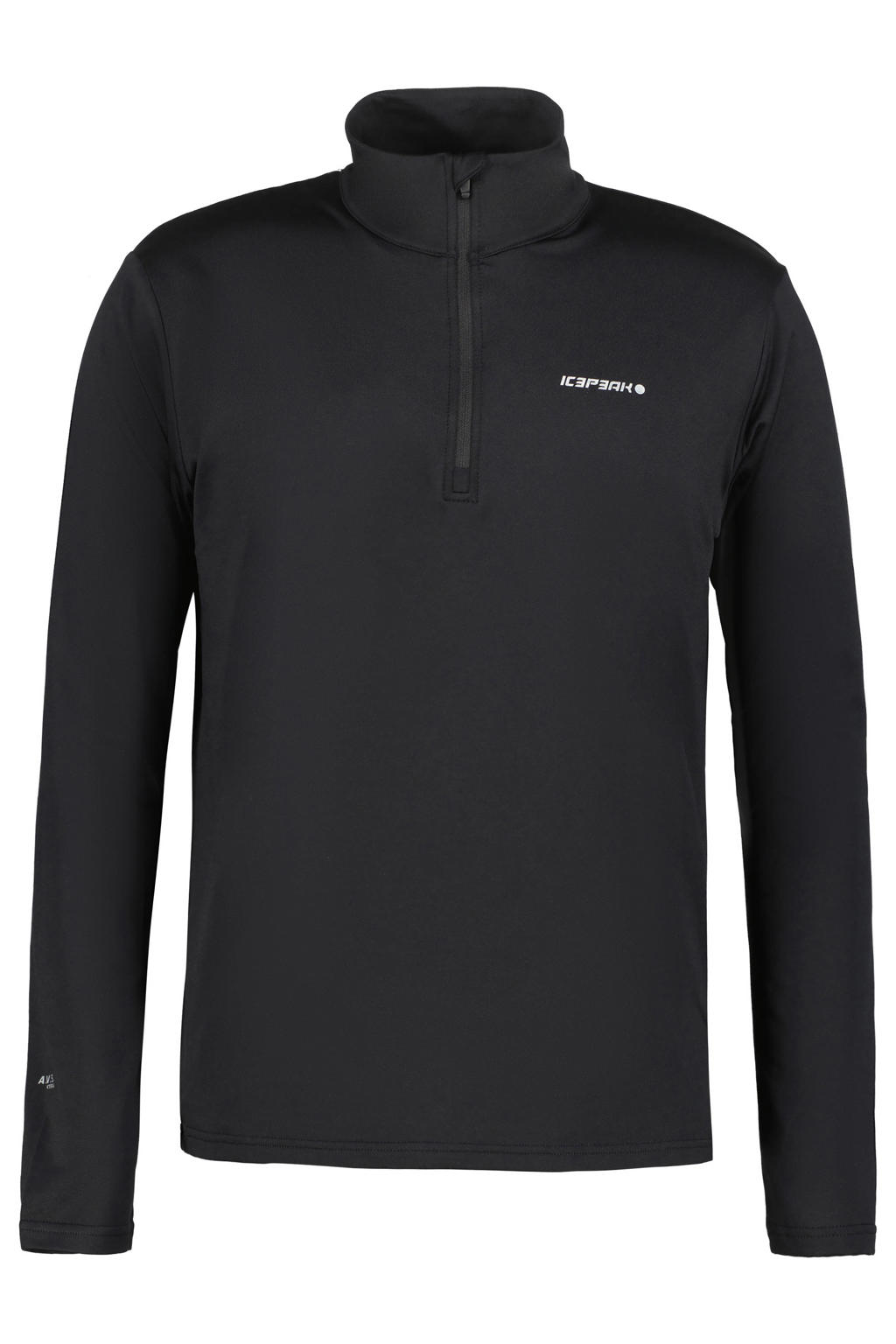 Zwarte heren Icepeak skipully Felsberg van polyester met effen, lange mouwen, opstaande kraag en halve rits
