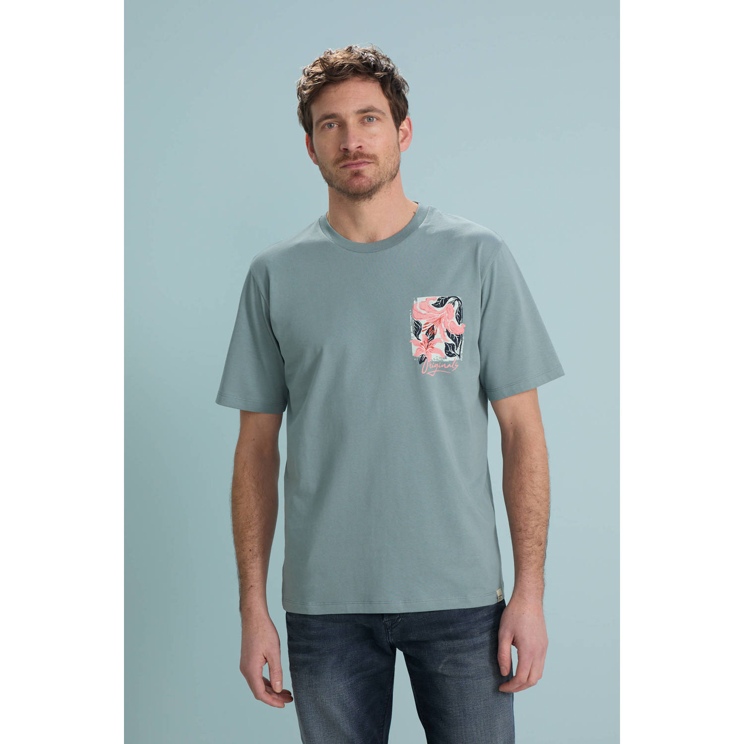 JACK & JONES ORIGINALS T-shirt grijsgroen