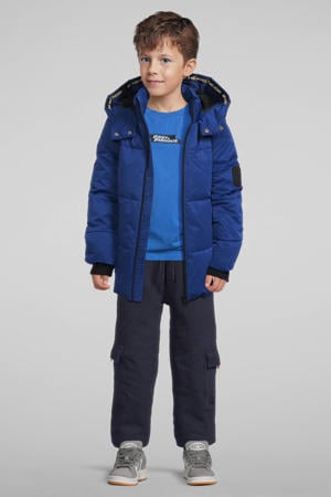 pufferjas met C logo Caleb donkerblauw