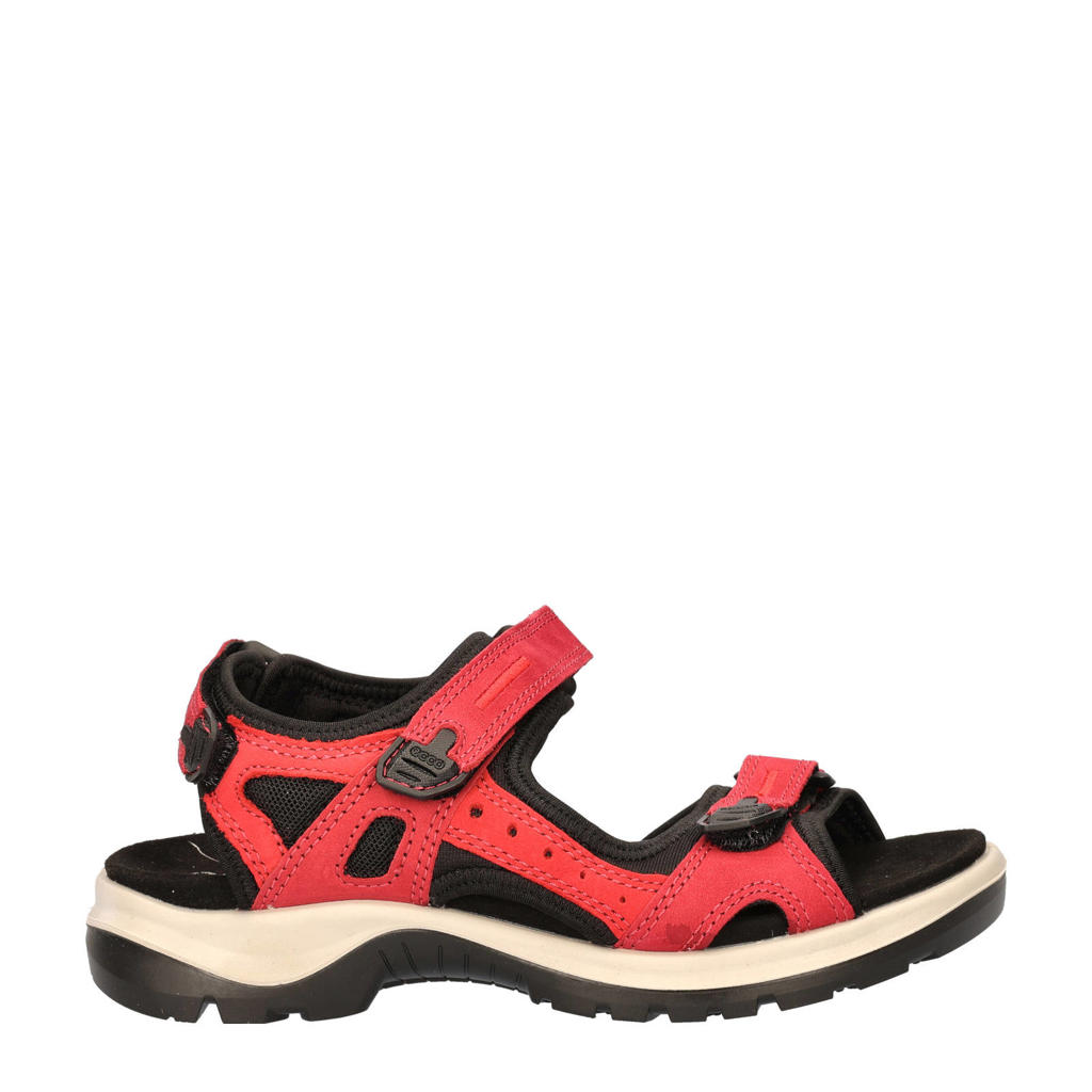 Rood en zwarte dames Ecco Offroad Atmos nubuck sandalen met klittenband